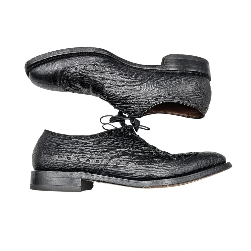 Allen‎ Edmonds Men's Size 10 A Black Sharkskin Nassau Ostendo Oxford Dress Shoes